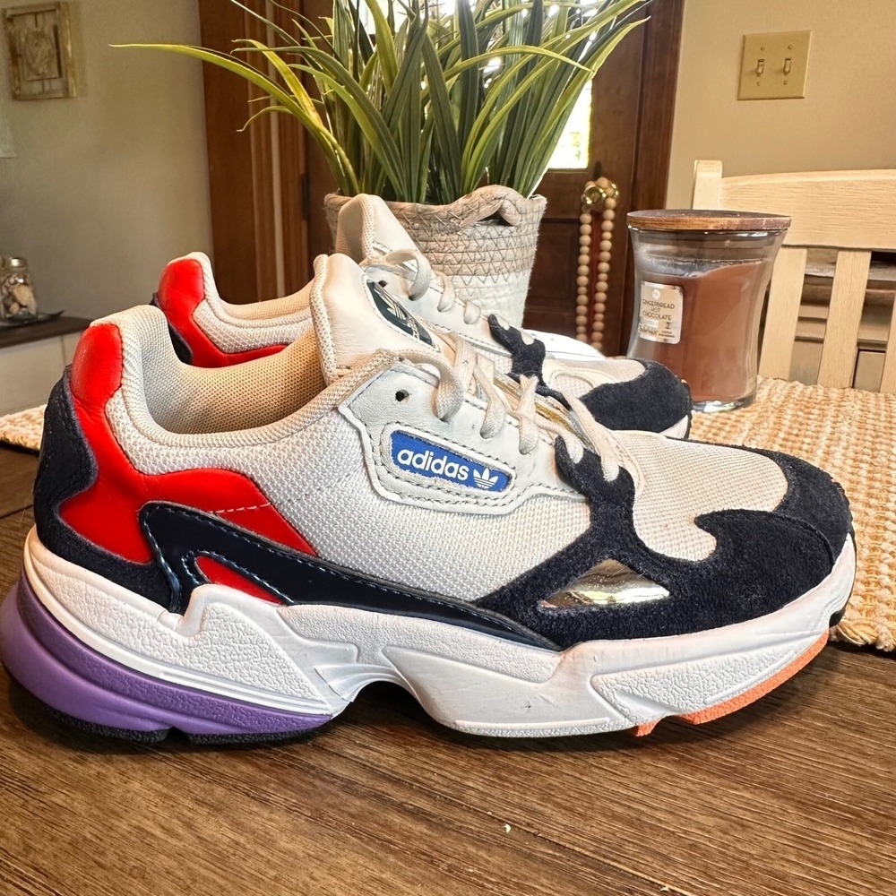 Adidas Falcon Crystal White Collegiate Sneakers Athletic Running Shoes Womens  6